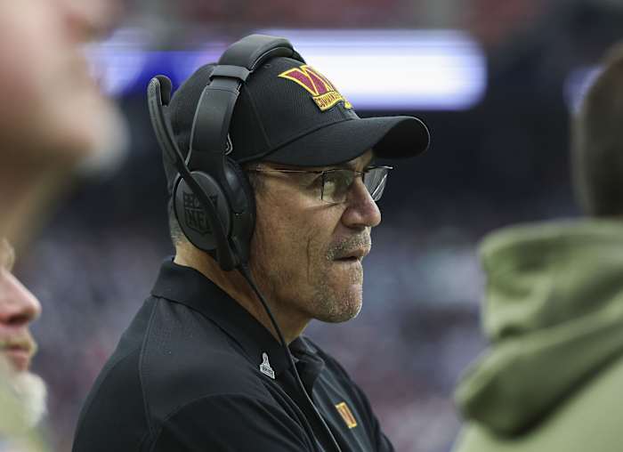 Commanders coach Ron Rivera during his team's Week 11 win over the Texans.