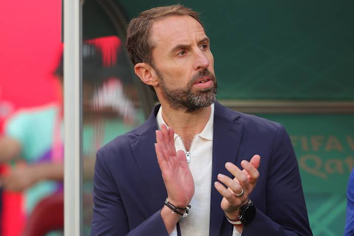 England manager Gareth Southgate pictured during his team's 6-2 win over Iran at the 2022 World Cup in Qatar