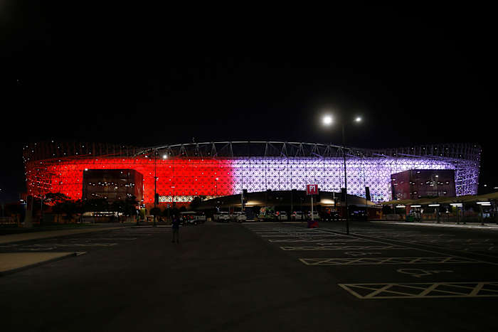 A general view from outside Ahmad bin Ali Stadium during the USA's game against Wales at the 2022 World Cup in Qatar
