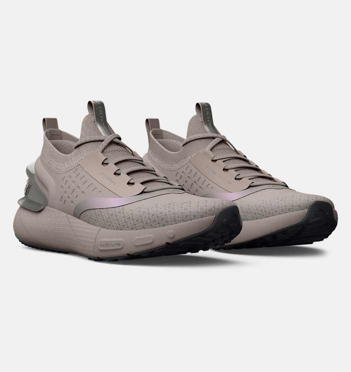 Tan Under Armour running shoes.