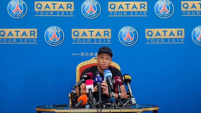 Kylian Mbappe and PSG during its Qatari tour of 2019