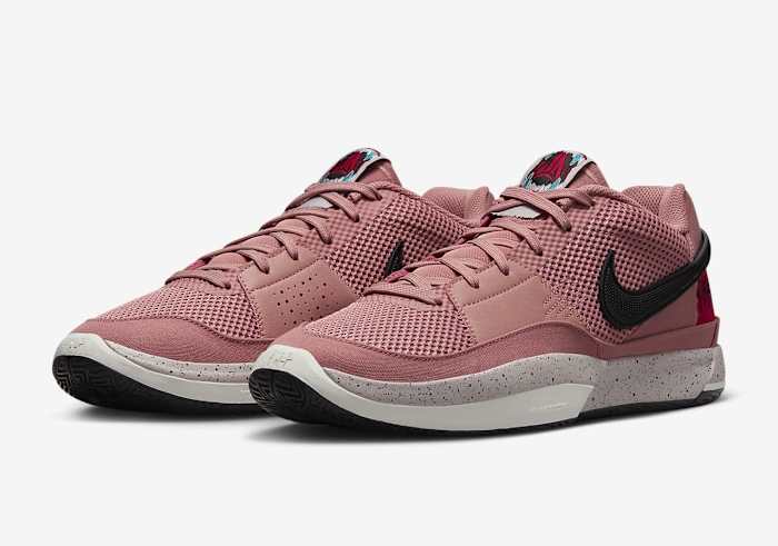 Side view of Ja Morant's red and black Nike sneakers.