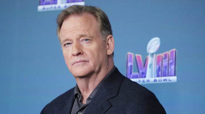 NFL commissioner Roger Goodell at a press conference ahead of Super Bowl LVIII