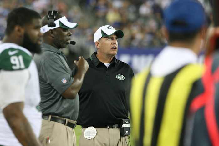 Jets coach Rex Ryan during a 2013 game. New York Jets Vs New York Giants
