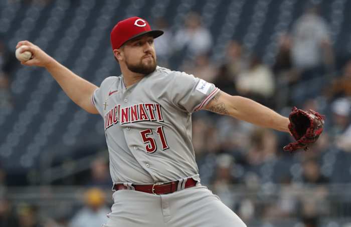 Apr 21, 2023; Pittsburgh, Pennsylvania, USA; Cincinnati Reds starting pitcher Graham Ashcraft (51) delivers a pitch against the Pittsburgh Pirates during the first inning at PNC Park. Mandatory Credit: Charles LeClaire-USA TODAY Sports  