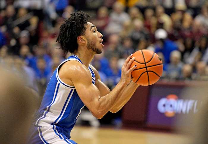 Duke basketball guard Jared McCain versus Florida State