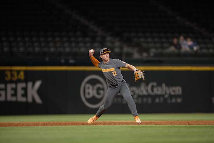 Tennessee Volunteers SS Billy Amick during the win over Texas Tech. (Photo by Brett Patzke of USA Today Sports)