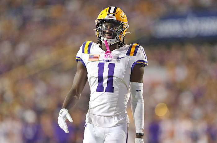 SU Tigers wide receiver Brian Thomas Jr. (11) smiles during the first half against the Army Black Knights.