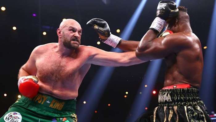Tyson Fury punches Francis Ngannou during their Heavyweight fight at Boulevard Hall in Riyadh. Tyson Fury notifies WBC President Mauricio Sulaiman that he is prepared to proceed with Usyk preparations. JUSTIN SETTERFIELD/GETTY IMAGES.