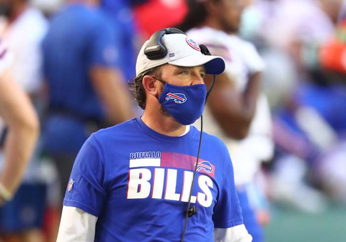Nov 15, 2020; Glendale, Arizona, USA; Buffalo Bills defensive backs coach John Butler against the Arizona Cardinals at State Farm Stadium.