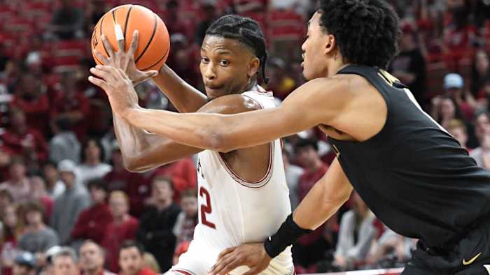 Razorbacks' Tramon Mark drives against Vanderbilt