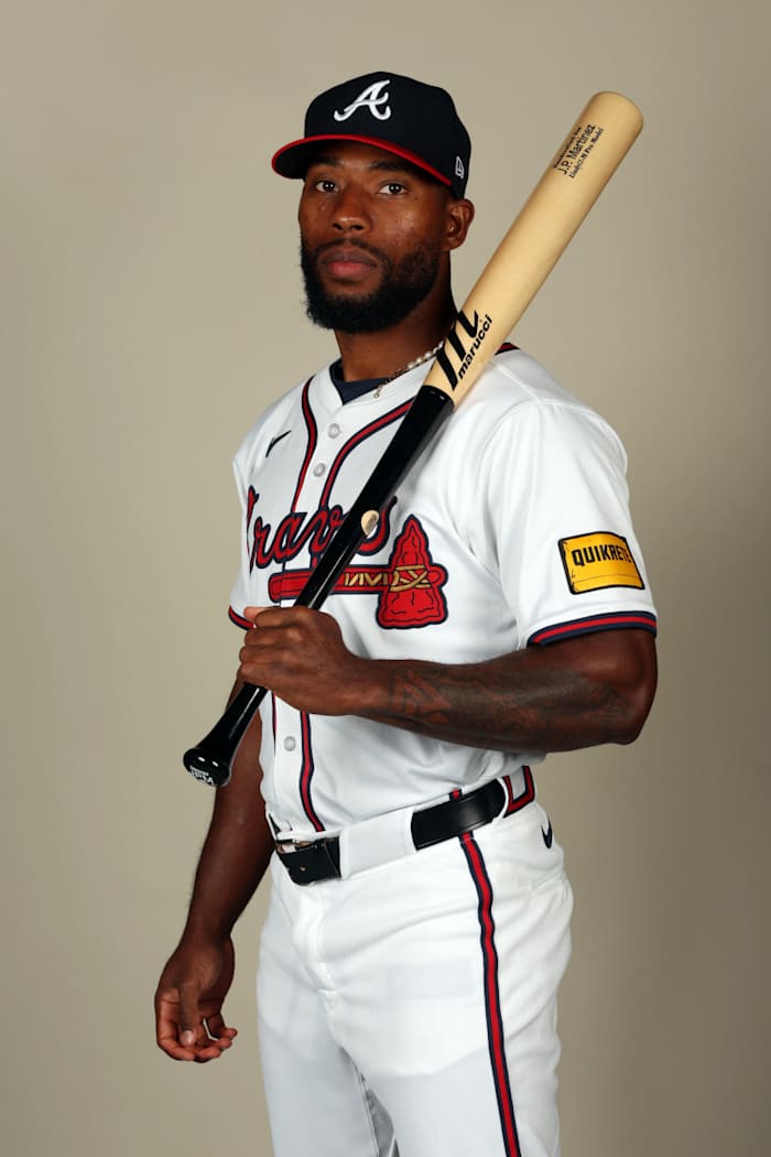 Feb 23, 2024; North Port, FL, USA; Atlanta Braves left fielder J.P. Martinez (67) poses for a photo during photo day at CoolToday Park.