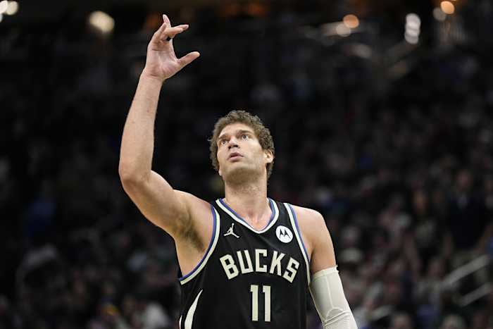 Milwaukee Bucks center Brook Lopez (11) celebrates