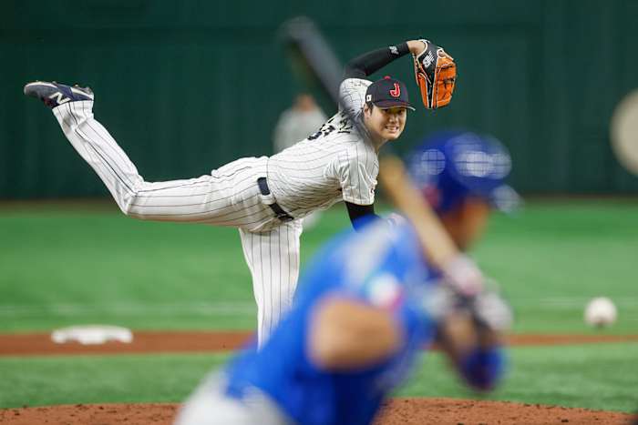 BUNKYO CITY, JAPAN - MARCH 16: Shohei Ohtani #16 of Team Japan pitches in the fifth inning during the 2023 World Baseball Classic Quarterfinal game between Team Italy and Team Japan at Tokyo Dome on Thursday, March 16, 2023 in Tokyo, Japan. (Photo by Yuki Taguchi/WBCI/MLB Photos via Getty Images)