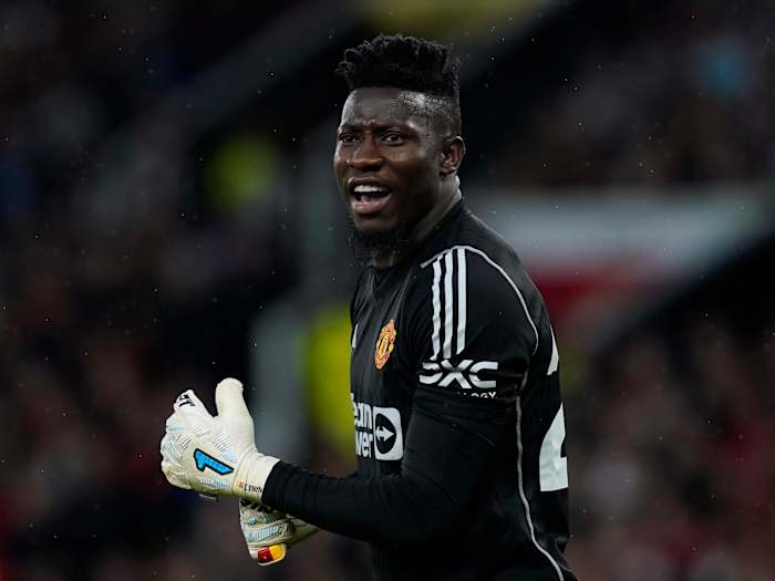 Andre Onana pictured during his Premier League debut for Manchester United in August 2023