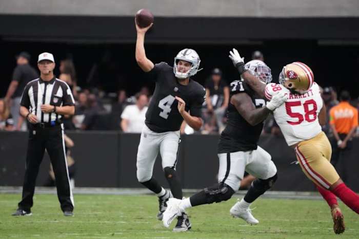 Las Vegas Raiders quarterback Aidan O'Connell