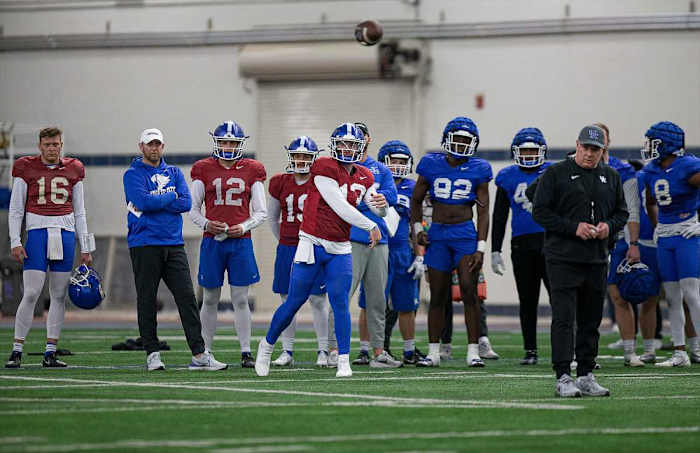 Kentucky QB Devin Leary during spring ball in Lexington, Kentucky, on March 21, 2023. (Photo by Jeff Faughender of the Courier Journal and USA Today Network)
