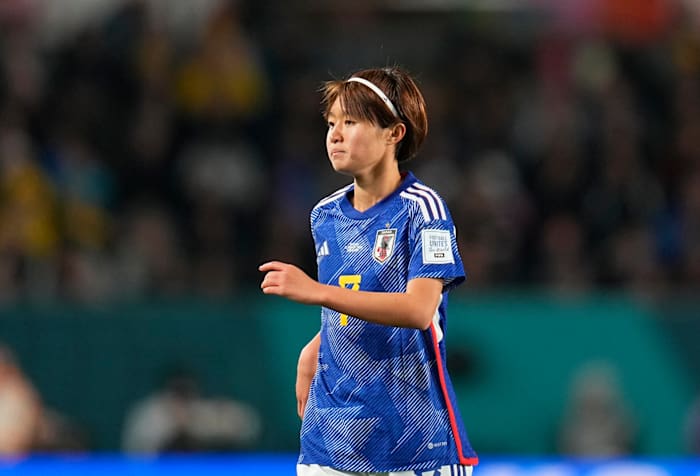 Hinata Miyazawa pictured playing for Japan at the 2023 FIFA Women's World Cup