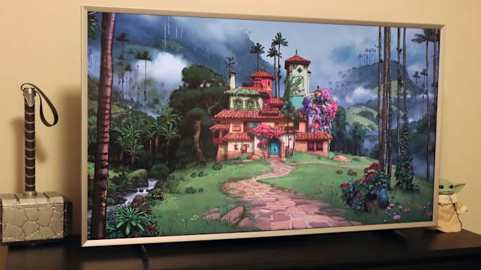 An illustration from the film "Encanto" on Samsung's The Frame Disney100 Edition TV.