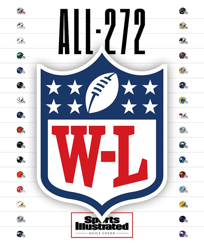 A graphic that says ALL-272, has an NFL shield logo with W-L instead of NFL and all 32 team helmets