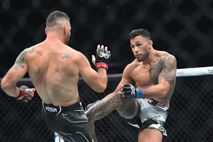 Chris Weidman and Brad Tavares during their UFC 292 matchup in Boston.