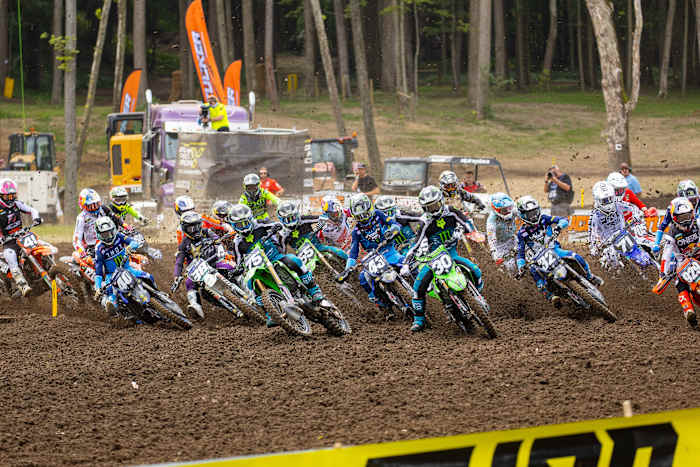 Joe Schmida leads the field in Moto 1. Photo: Align Media.