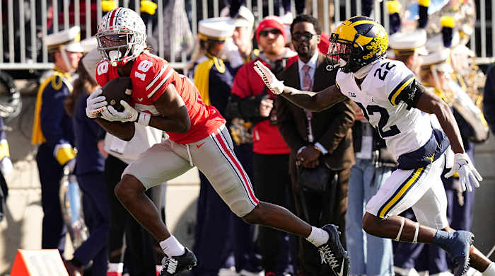Ohio State’s Marvin Harrison Jr. makes a catch against Michigan.
