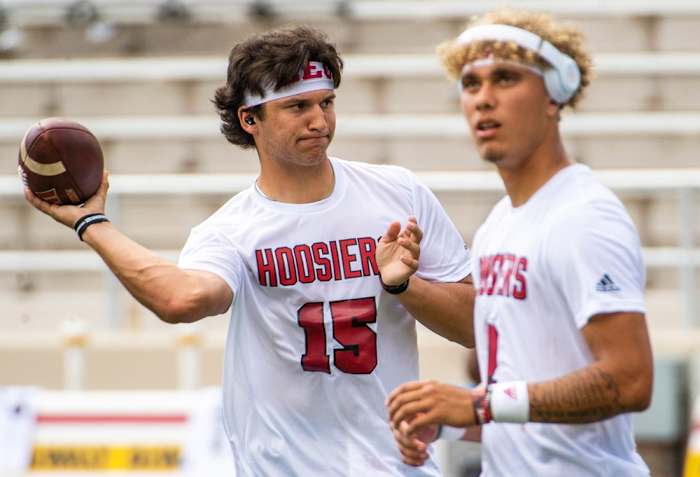 Tayven Jackson and Brendan Sorsby, the two quarterbacks Indiana was deciding between in its first two games of the 2023 season.