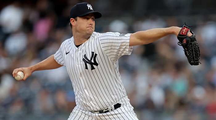 Gerrit Cole pitching for the Yankees.