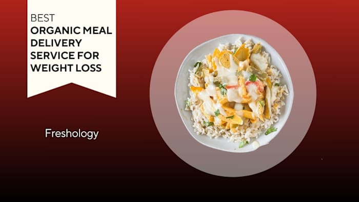 Freshology meal on red background