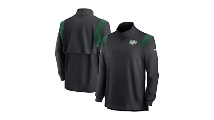 New York Jets Nike Sideline Coach Chevron Lockup Quarter-Zip Long Sleeve Top