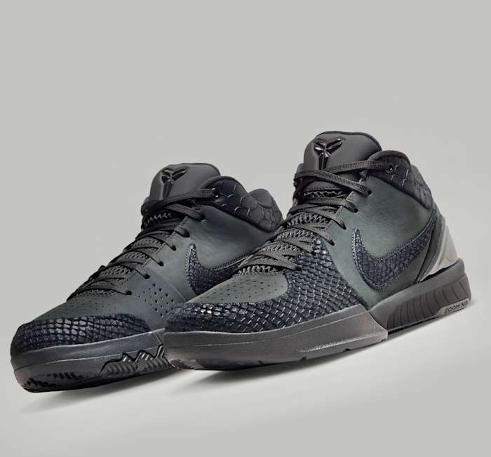 Side view of Kobe Bryant's black Nike sneakers.