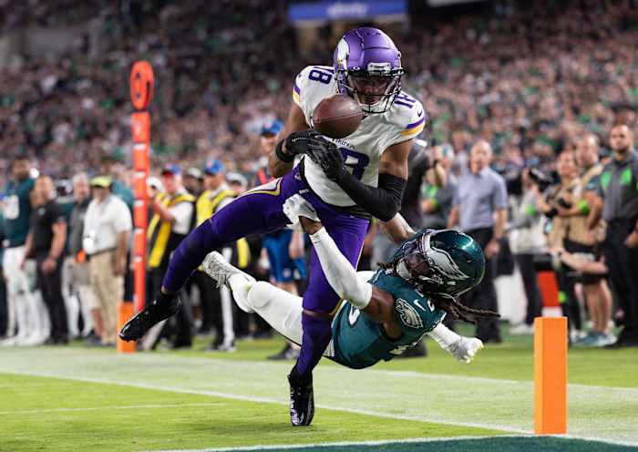 Terrell Edmunds was on the spot to force a fumble that turned the game around in the Eagles' 34-28 win over the Vikings