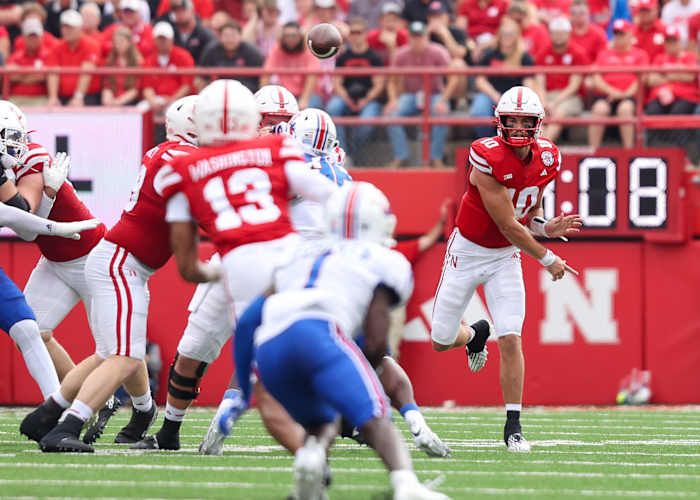 Haarberg Heinrich Haarberg 6 incomplete pass 2023 Nebraska football vs Louisiana Tech