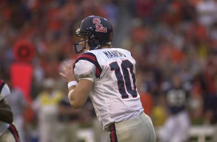 Ole Miss quarterback Eli Manning during the 2003 season. Photo courtesy of Ole Miss Athletics.