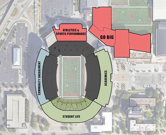 Nebraska Memorial Stadium renovation 2023 overhead