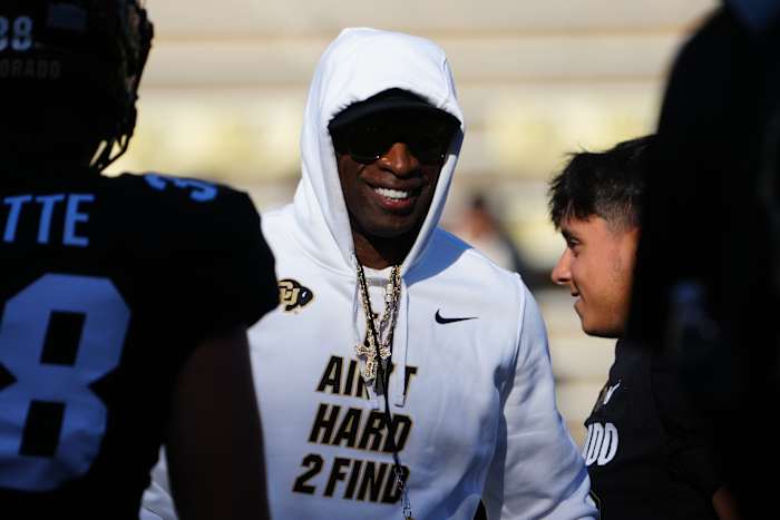 Colorado Buffaloes head coach Deion Sanders before the game against the Nebraska Cornhuskers at Folsom Field