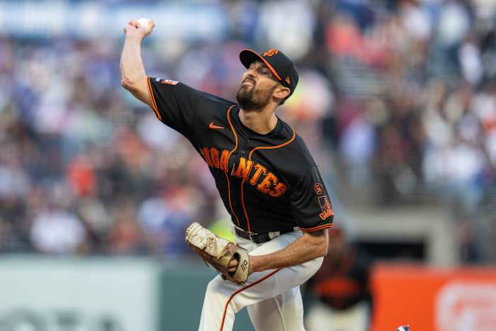 SF Giants starting pitcher Tristan Beck delivers a pitch against the Los Angeles Dodgers during the first inning at Oracle Park on September 30, 2023.
