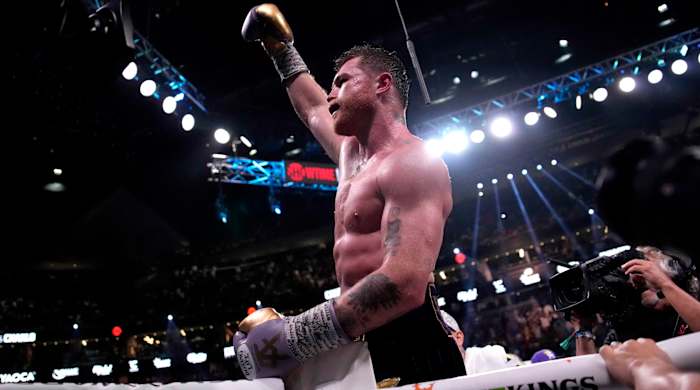 Canelo Alvarez after defeating Jermell Charlo