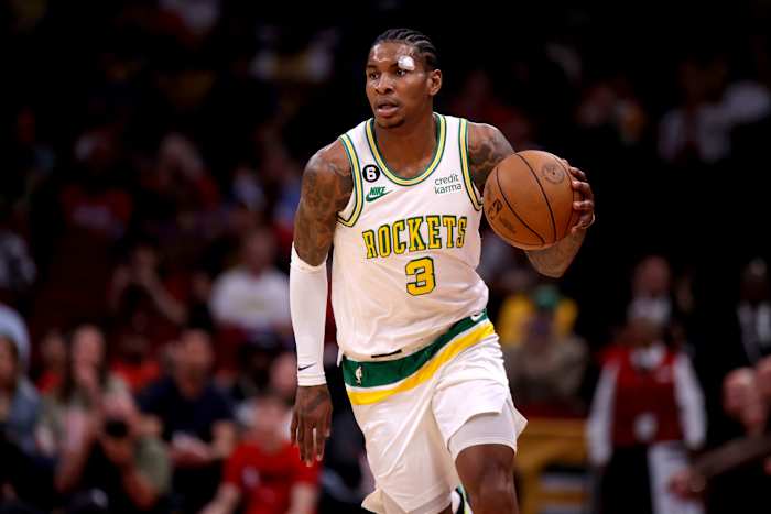 Erik Williams-USA TODAY Sports, Rockets guard Kevin Porter Jr. (3) handles the ball against the Los Angeles Lakers during the game at Toyota Center..