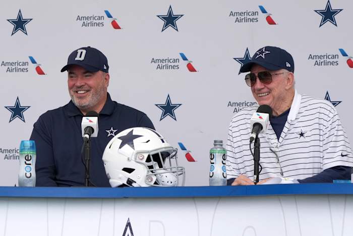 Cowboys coach Mike McCarthy and Dallas owner Jerry Jones.