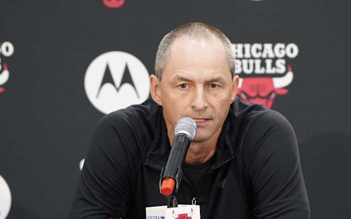 Chicago Bulls executive vice president of basketball operations Arturas Karnisovas during Chicago Bulls Media Day at Advocate Center.