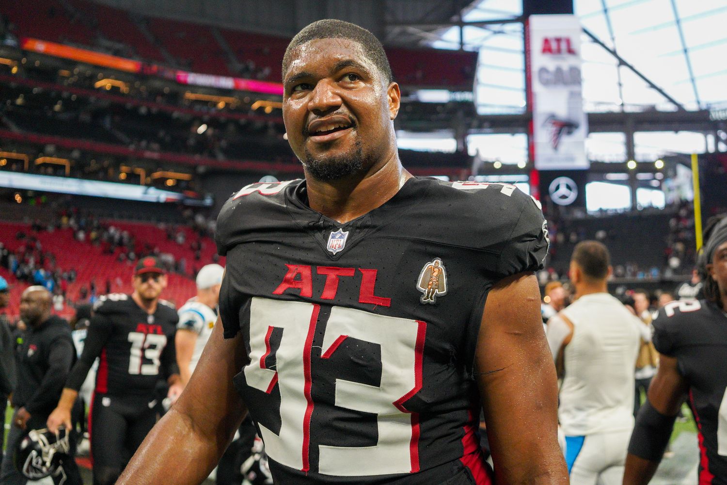 Calais Campbell and the Atlanta Falcons will wear their black uniforms in Week 5.