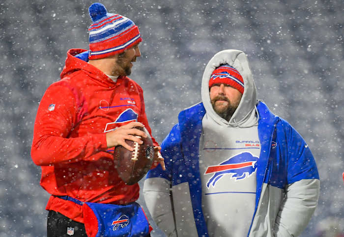 Daboll with his former quarterback, Josh Allen.