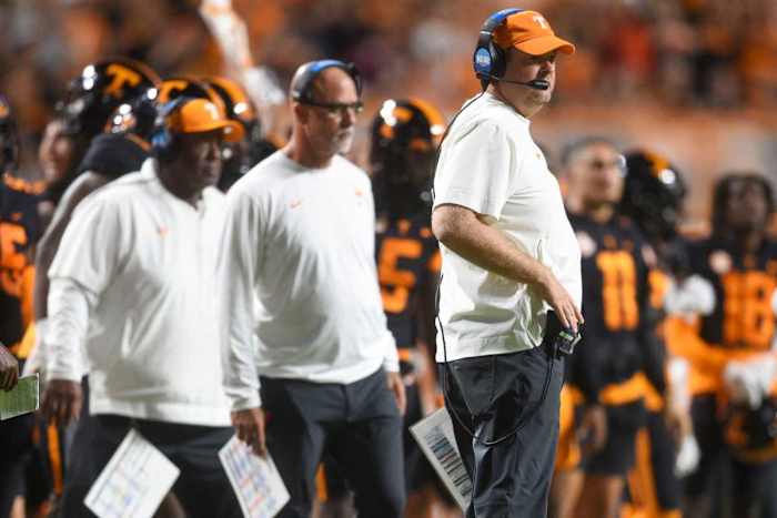 Tennessee Volunteers HC Josh Heupel during the win over South Carolina. (Photo by Caitie McMekin of the News Sentinel)