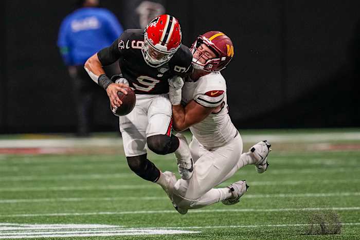 Atlanta Falcons quarterback Desmond RIdder struggled against the Washington Commanders.