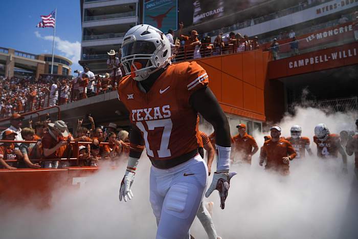 Texas Longhorns running back Savion Red (17) takes the field ahead of the game against Rice at Royal-Memorial Stadium on Saturday, Sep. 2, 2023 in Austin