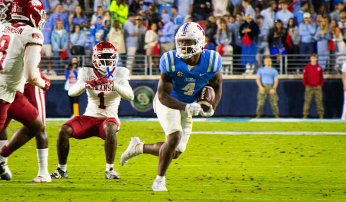 Ole Miss Rebels running back Quinshon Judkins vs. Arkansas Razorbacks (2023).
