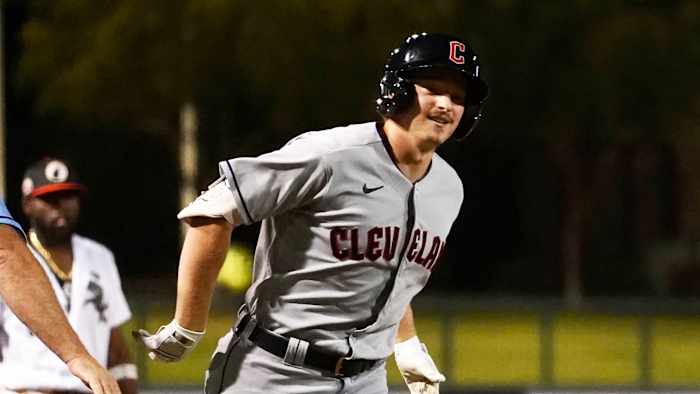 Kyle Manzardo represents the Cleveland Guardians in the Arizona Fall League.