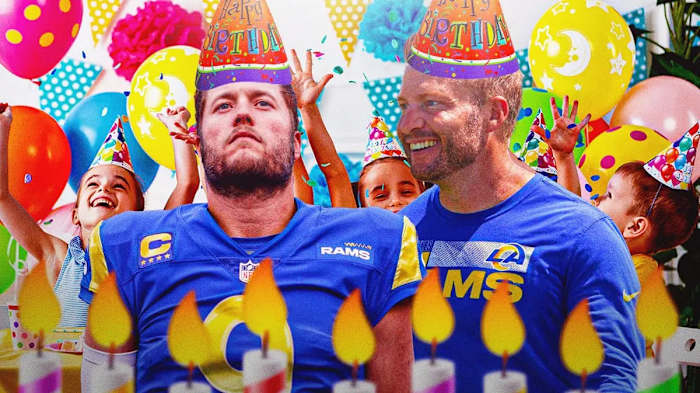 Rams quarterback Matthew Stafford (left) and coach Sean McVay (right)